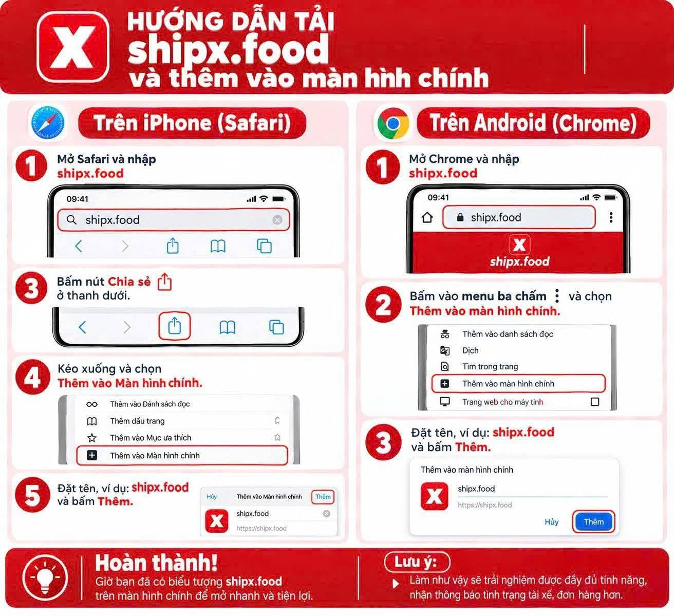 Hướng dẫn tải Ship X vào màn hình chính trên iPhone và Android